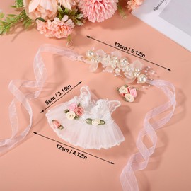 SAVITA Doll Clothes Set for 17cm Plush Dolls, Wedding Garden Princess Fairy Dress Outfit with Elegant Pearl Headpiece, Butterfly Wing & Floral Clip Accessories Gifts for Dress Up Collectors (No Doll)