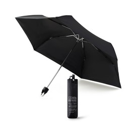 Parasol with Carabiner, Ultra Lightweight, Foldable, Rain or Shine, Unisex, Black