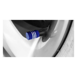 Marcraft Blue & Silver Metal Pattern Tyre Wheel Alloy Valve Caps Dust Caps (4 Pack) Universal for Cars, SUVs, Bicycles, Motorcycles, Trucks | Rubber Airtight Seal | Aluminium Alloy | Screw-On