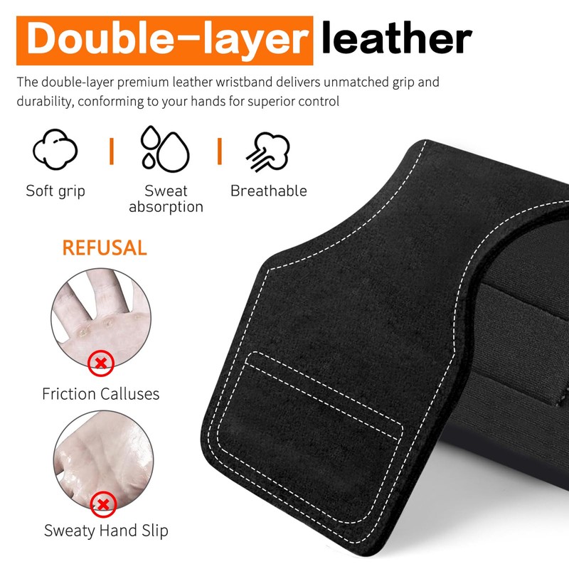 Weight Lifting Wrist Strap, Double-Layer Leather Wrist Straps for Gym