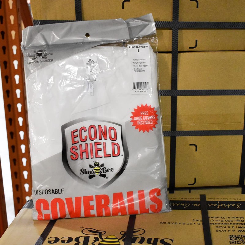 ShuBee® EconoShield® Disposable Coverall, Heavy-Duty Zipper, Protection from Dry Particles,