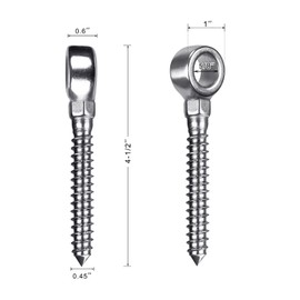 Insaga 304 Stainless Steel Gate Hinges for Wooden Fences, One-Piece Gate Hinge Eye for Wooden Farm Gate Hinge, Heavy Duty Gate Hinges with Hole Dia 5/8'' (2Pcs, M12)