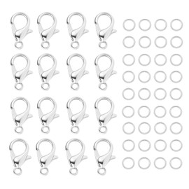 50pcs Lobster Clasps for Jewelry Making, 120pcs Open Jump Rings Connectors Metal Bracelet Clasps and Closures Jewelry Connector for Necklace Bracelet Earring DIY Making (Silver)