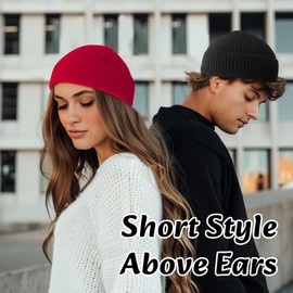 JYxingchi Fisherman Beanies for Men Women Short Cuff Knit Beanie Winter Warm Hats Trawler Hat Stylish Watch Cap White
