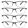 Przene 4 Pack Rectangle Reading Glasses for Men Women Blue