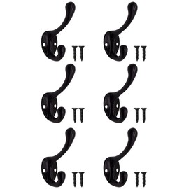 Fuxxer® 6 x Small Coat Hooks Wall Hooks Towel Hooks Antique Vintage Black