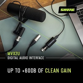 Shure MVX2U Interfaz de Audio Digital, Adaptador XLR a USB para Conexión Directa de Micrófono a Ordenador