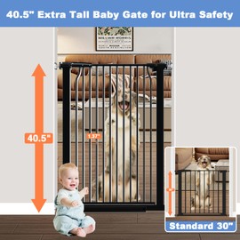 54.7"-60.2" Baby Gates Extra Wide for Doorways, 40.5" Tall Dog Gate Indoor, Walk Through Pet Gates No Drilling Auto Close Pressure Mounted Safety Child Toddler Gate, Black