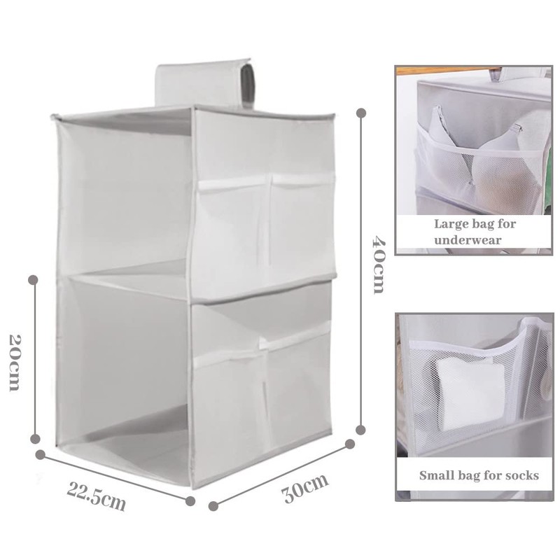 XiXiRan Hanging Wardrobe Organiser, Wardrobe Organiser, 2 Compartments, Wardrobe Organiser,