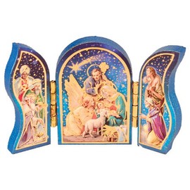 The Healing Corner Mini Christmas Nativity Tryptych Fridge Magnet Holy Family Jesus in a Manger Wise Men and Xmas Angel