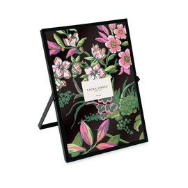 Laura Ashley 5x7 Black Flat Metal Picture Frame (Vertical) with Pull-Out Easel Stand, Made for Tabletop, Counterspace, Shelf and Desk (5x7, Black)