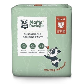 Mama Bamboo Soft Eco Sustainable Nappy Pants (Size 6) - Chlorine-Free Hypoallergenic (18 pcs per pack)