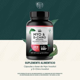 Inositol Life360+ Inositol Elite Myo D-Chiro 280 Cápsulas Sin Sabor Myo-Inositol & D-Chiro Inositol Proporción 40:1