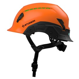Studson SHK 1 Vented Safety Helmet - Ultralight, Modular Brim, Fidlock Buckle, 4 Point Strap, Breathable, Rainproof, 20KV Protection - Orange, M/L, 53-59cm