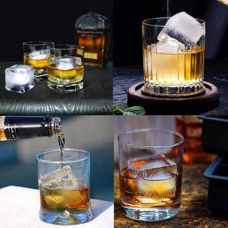 Estuchelandia 2 Pzs Molde Bandeja Silicona Cubos Hielos Cuadrados Grandes