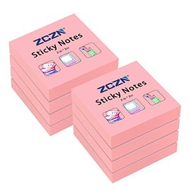 ZCZN Small Sticky Notes, 2in x 2in, 100 Sheets/Pad, 8 Pads/Pack, Pink