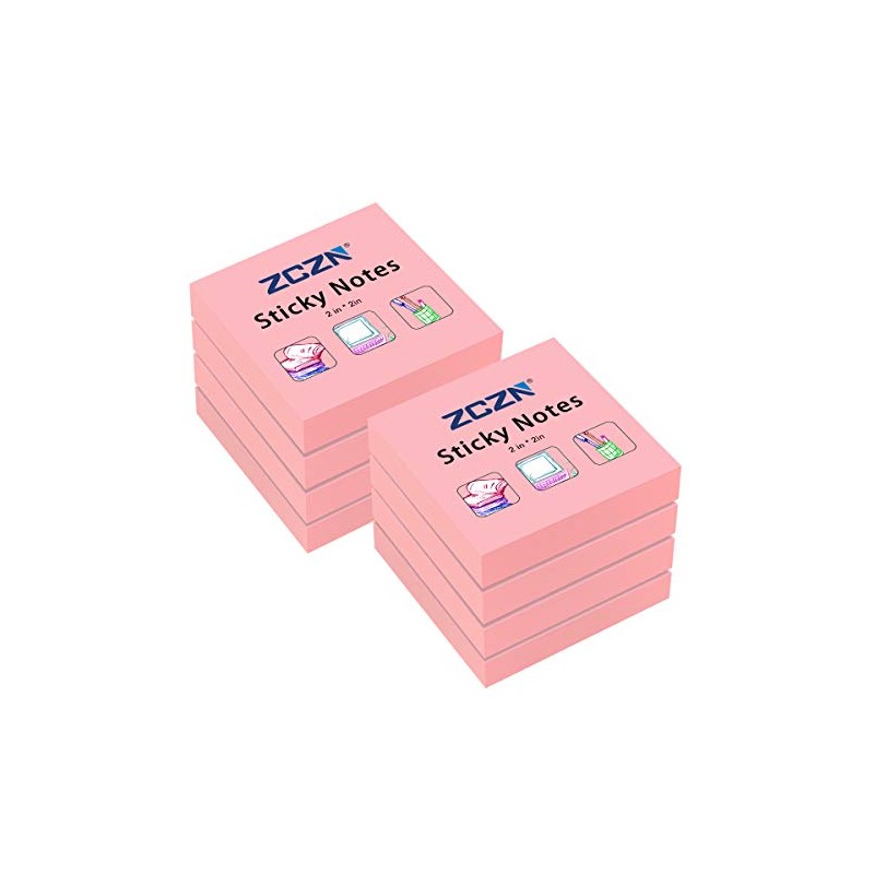 ZCZN Small Sticky Notes, 2in x 2in, 100 Sheets/Pad, 8