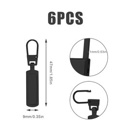 Zipper Pulls Black 6 PCS