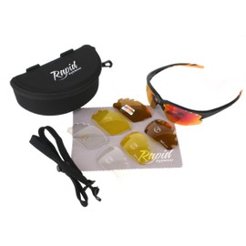 Rapid Eyewear Expert Cycle MULTI LENS SUNGLASSES FOR CYCLING Polarized, Clear & Low Light Winter Lenses Included. For Men & Women. UV 400 Anti Glare Glasses Optics. Also For Running & Triathlons