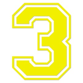 Applicable Pun Varsity Number 3 - Vinyl Decal - Yellow 9 Inches Tall