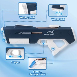 [Summer deals] Ntaanoo 2025 Electric Water Shooter for Adults &Kids Most Powerful Water Shooter Automatic Reload Water Blaster, One Reload 200 Water Blaster Automatic Water Shooter, Range of 3339ft,Big Water Shooter Toy for Kids:_blue
