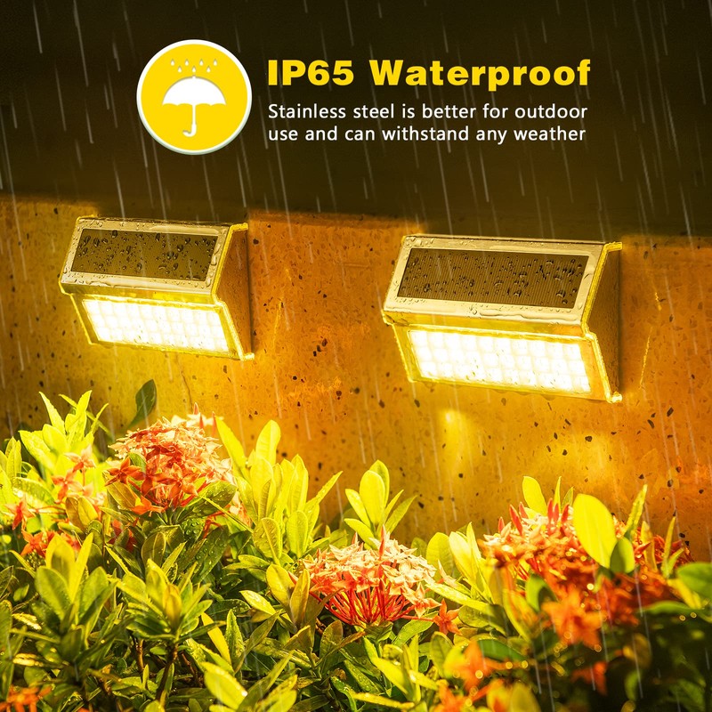 ROSHWEY Solar Deck Lights, 6 Pack 30 LED Stainless Steel