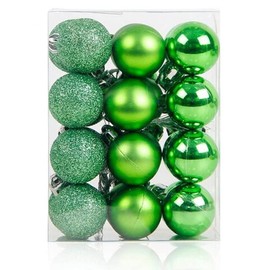 Christmas Decorations, T Tersely 24 Pack 3CM 1.18in Small Christmas Balls Ornaments for Xmas Tree - Shatterproof Christmas Tree Decorations Xmas Balls Baubles Set (Green)