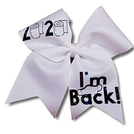 Cheer Bows Pandemic Celebrating Back to Practice and School I'm Back! Hair Bow White
