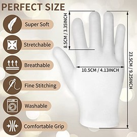 WLLHYF 2 pares de guantes hidratantes de algodón blanco para pantalla táctil de spa – Guantes de manos para dormir durante la noche para manos secas, 