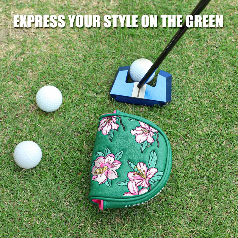 Golf Putter Covers OZ1 Mallet Putter Headcover Azalea Embroidery Leather