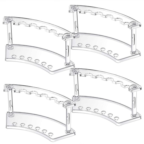 cobalt planet Set of 4 6 Clear Acrylic Slots Pen Display Stand Eyebrow Pen Stand Makeup Brush Rack Organizer (Clear, Set of 4, B Type)