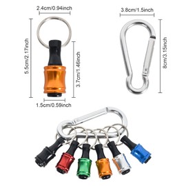 Shank Screwdriver Bit Holder 6-Piece 1/4 Inch Hex, Drill Extension Bar Holder Adapter with Key Ring, Non-Slip Quick Change Drill Holder Set for Electric Screwdrivers and Drills
