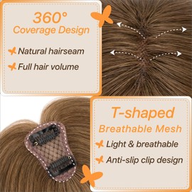 TESSHAIR Clip In Fringe 360° 3D Cover Clip in Side Bangs 100% Real Human Hair Toppers with Side Bangs Natural Fringe Clip in Hair for Women(Medium Brown, 10g)