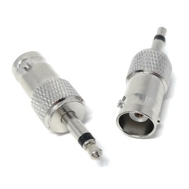 DRUT 2pcs BNC Socket to 3.5mm Male Mono Jack Plug Composite Coax Cable Adapter (Silver)