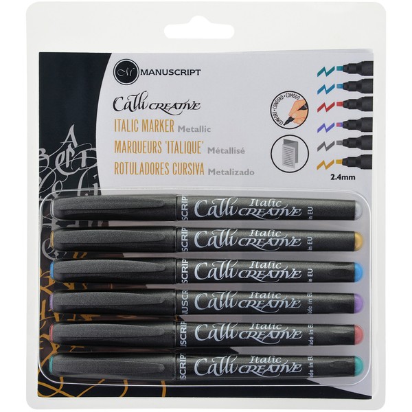 Manuscript Pen MM6646 Callicreative Italic Markers 6/Package Metallic - Assorted Colors