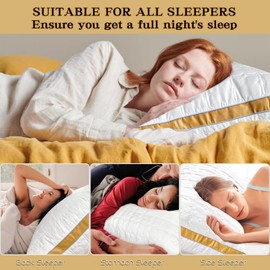 Pillows Standard Size Set of 2, Hotel Quality Bed Pillows for Sleeping, Standard Pillows Set of 2 Support Comfortable, Down Alternative Standard Pillows 2 Pack for Back, Stomach or Side Sleepers