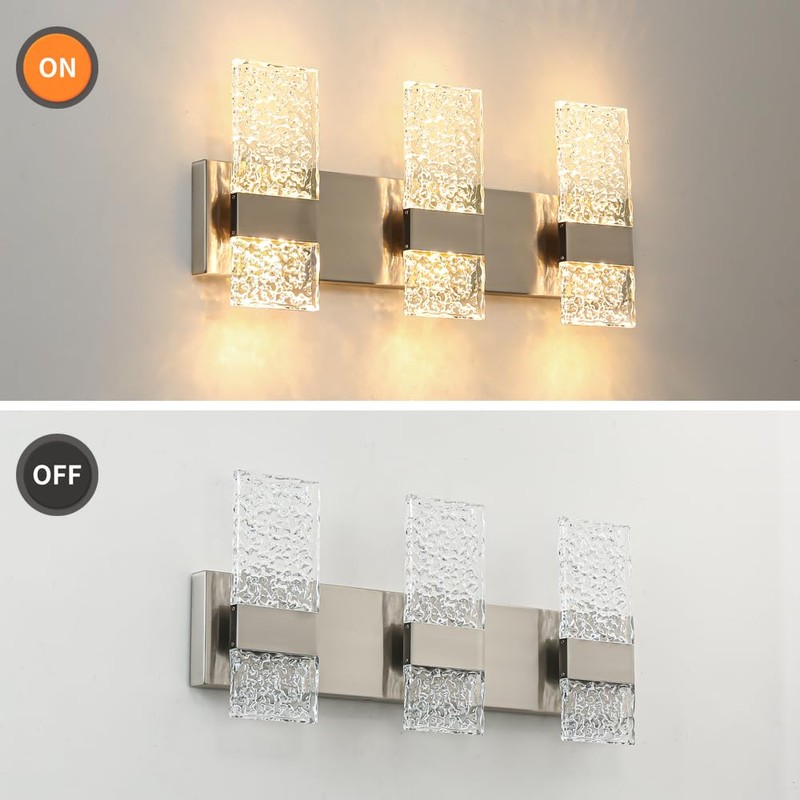 Modern Brushed Nickel 6-Lights Bathroom Vanity Light, Eleglant Nickel LED