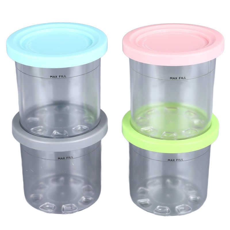 4Pcs Ice Cream Pints Containers and Lids Large Capacity Round