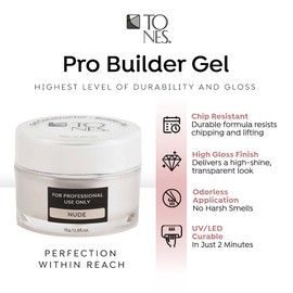 TONES Premium Self Leveling Nail Builder and Extension Gel for Professional Design - Salon-Quality LED and UV Building Gel - (0.5 Fl Oz, Nude)