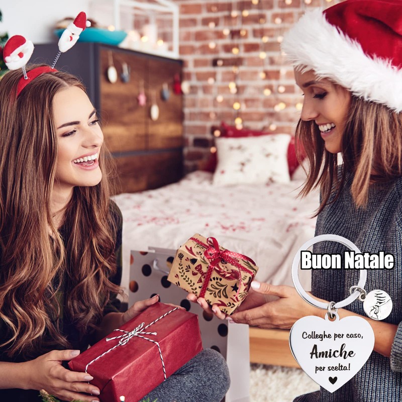 GEBETTER Italian Keyring Gift Colleagues with Engraving Colleghe per caso