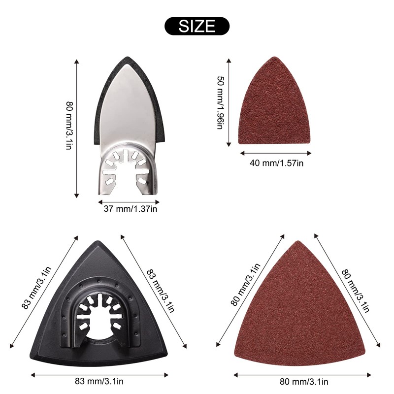 105PCS Oscillating Tool Detail Sanding Pads Kit, 3Pcs Triangle and