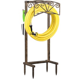 TomCare Garden Hose Holder Upgraded 4 Spikes Water Hose Holder with 2 Tool Hooks Sturdy Hose Reel Holds 150ft Hose Freestanding Hose Stand Hose Storage for Outside Yard Lawn, Rustic Bronze