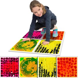 Onyoloy Sensory Floor Lava Tiles: Liquid Fusion Activity Play Mat, Textured Lava Tiles for Ages 3 to Adults, 11.8" X 11.8" Set of 4 Square Multicolor