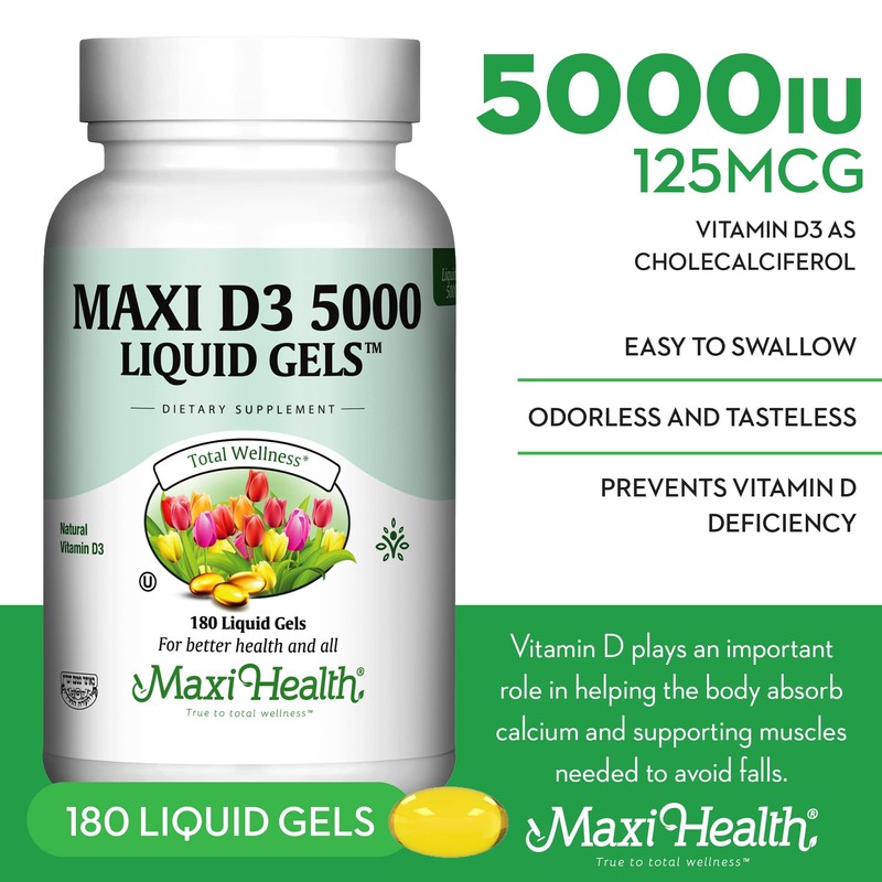 Maxi Health Vitamin D3 5000 IU Softgels - 125 mcg