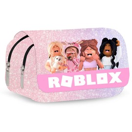 IFHDO Robllox Pencil Case, Robllox Children's Pencil Case, Cartoon Pencil Case, Large Portable Pen Bag, Double Zips, Pencil Case, Storage Pencil Bag, Gift for Students, Girls, pink, pencil case
