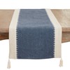 Saro Lifestyle Whipstitched Border Design Table Runner, Navy Blue, 16"x72"