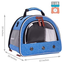 Guinea Pig Travel Carrier cage, Reptile Bearded Dragon Lizard Portable Lightweight Transport Carrier with Clear Front Window and Side Access Window (Blue)