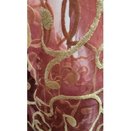 Sheer Burgundy and Gold Swirl pattern special events Sold by 2 yards