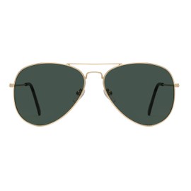 La Optica B.L.M. UV400 Unisex Pilot Sunglasses Retro Colours Single Twin Pack (Lo50) - Single pack of gold colours (glasses: green), size: m