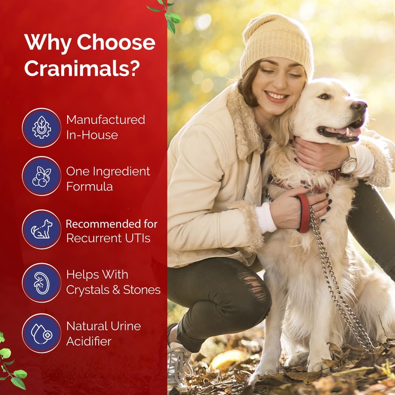 Cranimals Organic Cranberry Cat and Dog Supplement, Prevents UTIs, Incontinence